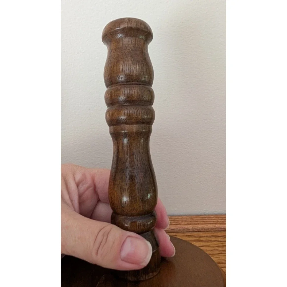 Vintage Pair of Wood Candlestick Holders Medium Brown Cottagecore Country